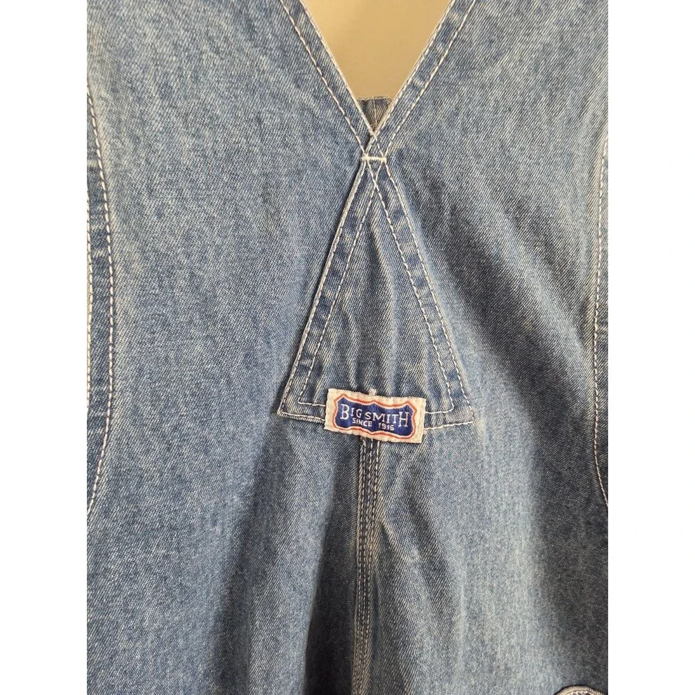 Vintg Big Smith Mens Denim Carpenter Bib Overalls Work Utility Overall 36"*32" - Picture 4 of 10